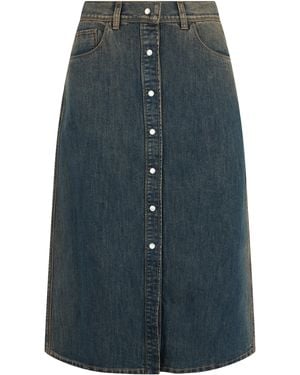 Fendi Denim Fabric Midi Skirt - Blue