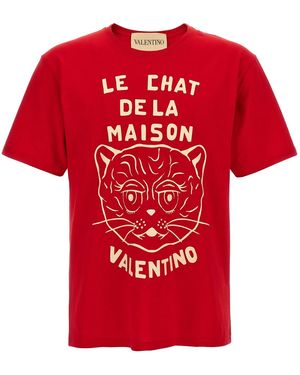 Valentino Garavani 'Le Chat De La Maison' T-Shirt - Red