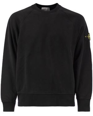 Stone Island Cotton Crew Neck Sweatshirt With Compass Badge - Black