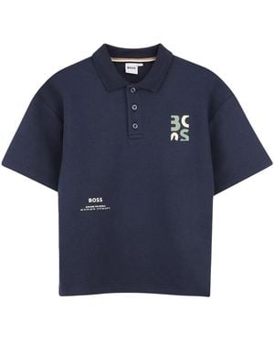 BOSS Polo Maniche Corte Con Logo - Blue