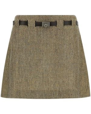 Ferragamo 'Gancini' Belt Skirt - Green
