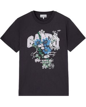 Ganni Cotton T-Shirt - Blue