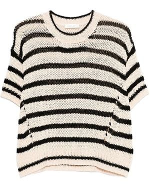 Roberto Collina Striped Knitted T-Shirt - Black