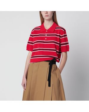 DUNST Burgundy Striped Cotton Polo Shirt - Red