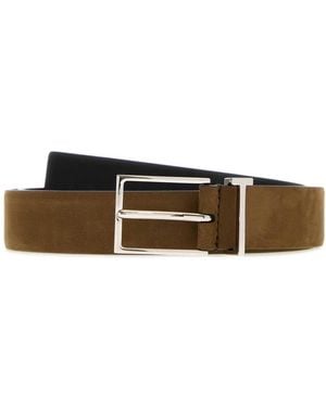 Tom Ford Natural Nubuck T Loop Belt 28 Mm - White