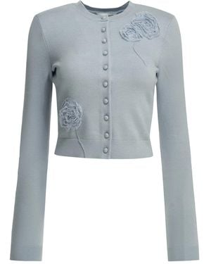 Self-Portrait Embroidered Cardigan - Blue