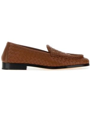 Bottega Veneta Caramel Leather Silenzio Loafers - Brown