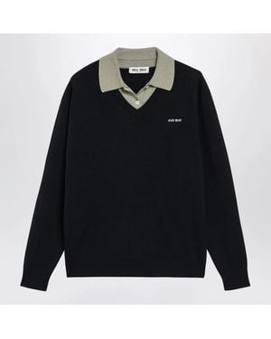 Miu Miu Wool And Cashmere Jumper With Collar - Black