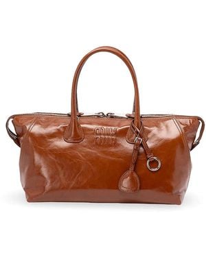 Miu Miu Shiny Leather Bag - Brown