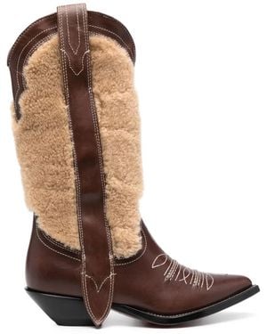 Sonora Boots Embroidered Leather Texan Boots - Brown