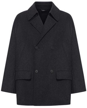 Fendi Double-Breasted Wool Caban Coat - Blue