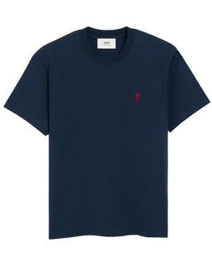 Ami Paris Cotton T-Shirt - Blue