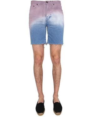 Saint Laurent Degraded Print Bermuda - Blue