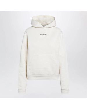 Balenciaga Mediumfit Embroidered Hoodie - White