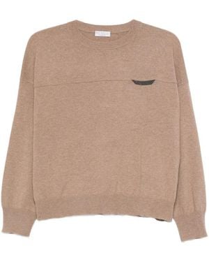 Brunello Cucinelli Cashmere Round Neck Sweater - Natural