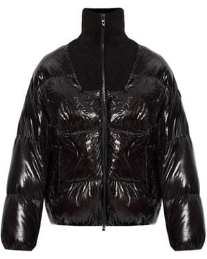 DIESEL Ripstop Fabric Down Jacket With Ribbed Collar - Black