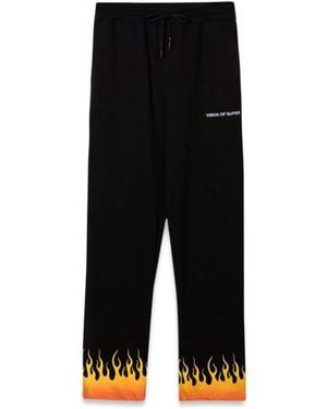 Vision Of Super Trousers With Shaded Flames - Black