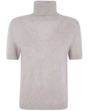 Seventy Cashmere Short Sleeves Turtle Neck Sweater - Gray