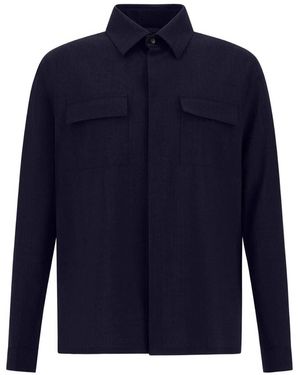 Herno Flap-Pocket Shirt - Blue