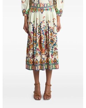 Etro Cotton Floral Paisley Skirts - Natural