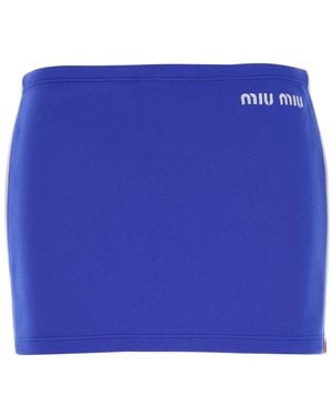 Miu Miu Logo Mini Skirt - Blue