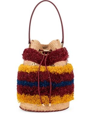 Rabanne Bucket Bag Raffia - Red