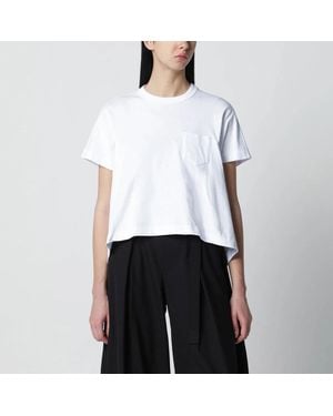 Sacai Cropped Cotton T-Shirt - White