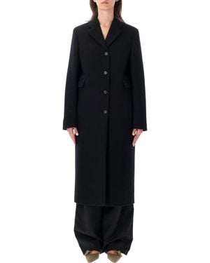 Prada Shetland Wool Single-Breasted Coat - Black