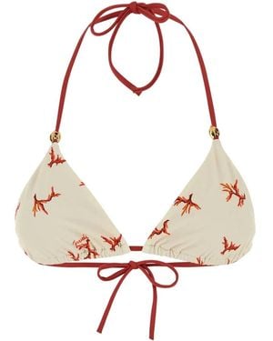 Fendi Printed Stretch Nylon Bikini Top - White