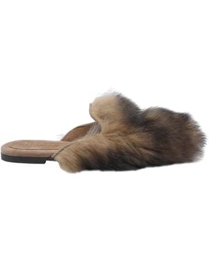 Dolce & Gabbana Dolce & Gabbana Shearling And Suede Slippers - Brown