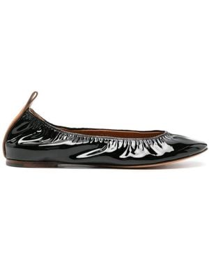 Lanvin Patent Leather Slip-On Flat Shoes - Black