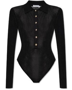 Self-Portrait Button Placket Shirt - Black
