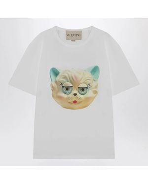 Valentino T-Shirt With Le Chat De La Maison Print - Gray