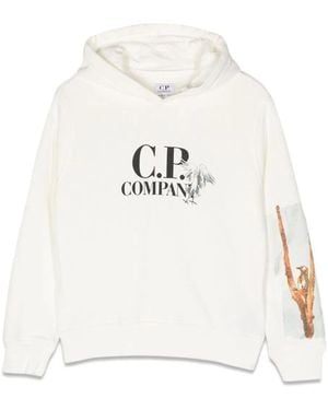 C.P. Company Graphic Logo Hoodie - White