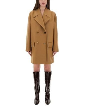 Moschino Double-Breasted Coat - Natural