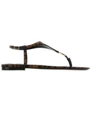 Saint Laurent Printed Fabric Cassandra Sandals - Black