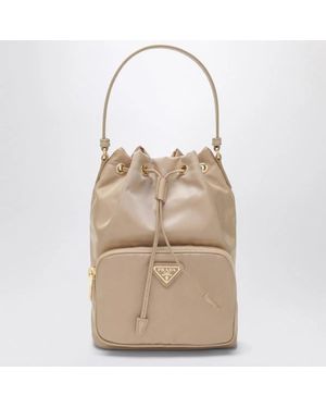 Prada Duet Re-Nylon Bucket Bag - Natural