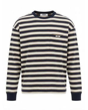 MSGM Long-Sleeved Striped T-Shirt - Gray