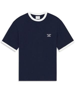 Drole de Monsieur Contrasted Slogan T-Shirt - Blue