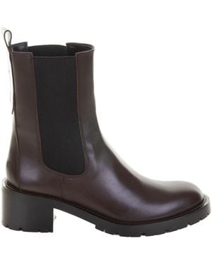 Guglielmo Rotta Dark Leather Ankle Boot With Rubber Sole - White