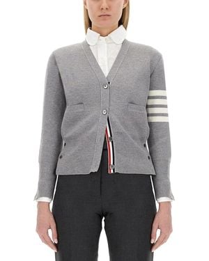 Thom Browne 4-Bar Wool Cardigan - Grey