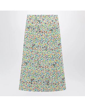 Valentino Multicolored Pleated Silk Midi Skirt - Green