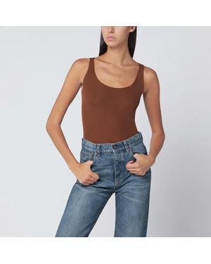 Roberto Collina Tobacco-Coloured Wool Tank Top - Blue