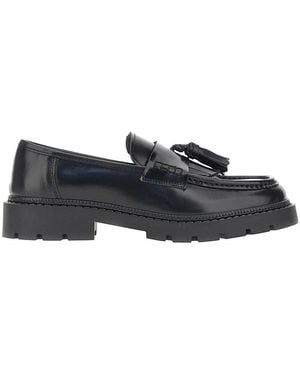 BIANCO LEVRIN Leather Loafers With Tassels - Black
