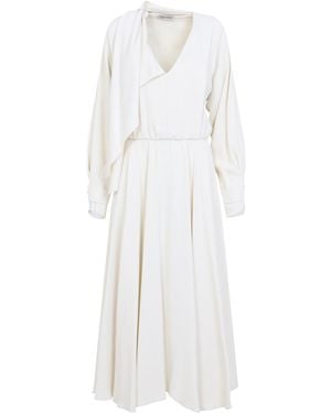 Alberta Ferretti Avorio Enver Satin Dress - White