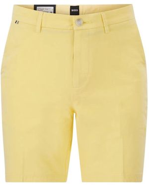 BOSS Stretch Cotton Chino Shorts - Yellow