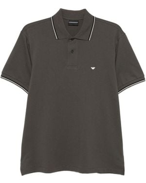 Emporio Armani Logo Cotton Polo Shirt - Grey
