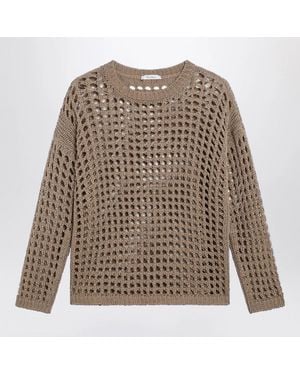 Max Mara Cotton Mesh Long-Sleeve Sweater - Brown