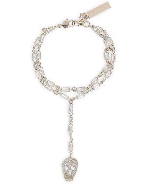 McQueen Pave' Skull Bracelet - White