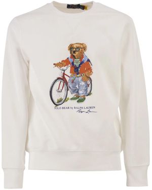 Polo Ralph Lauren Cotton Sweatshirt With Polo Bear Print - White